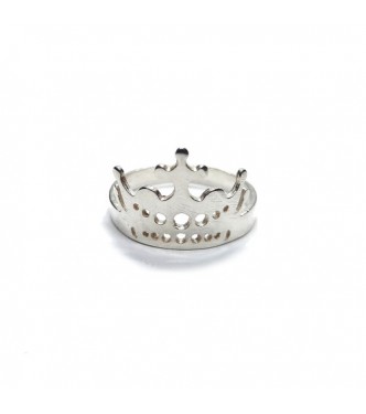 R002212 Handmade Sterling Plain Silver Ring Crown Genuine Solid Stamped 925